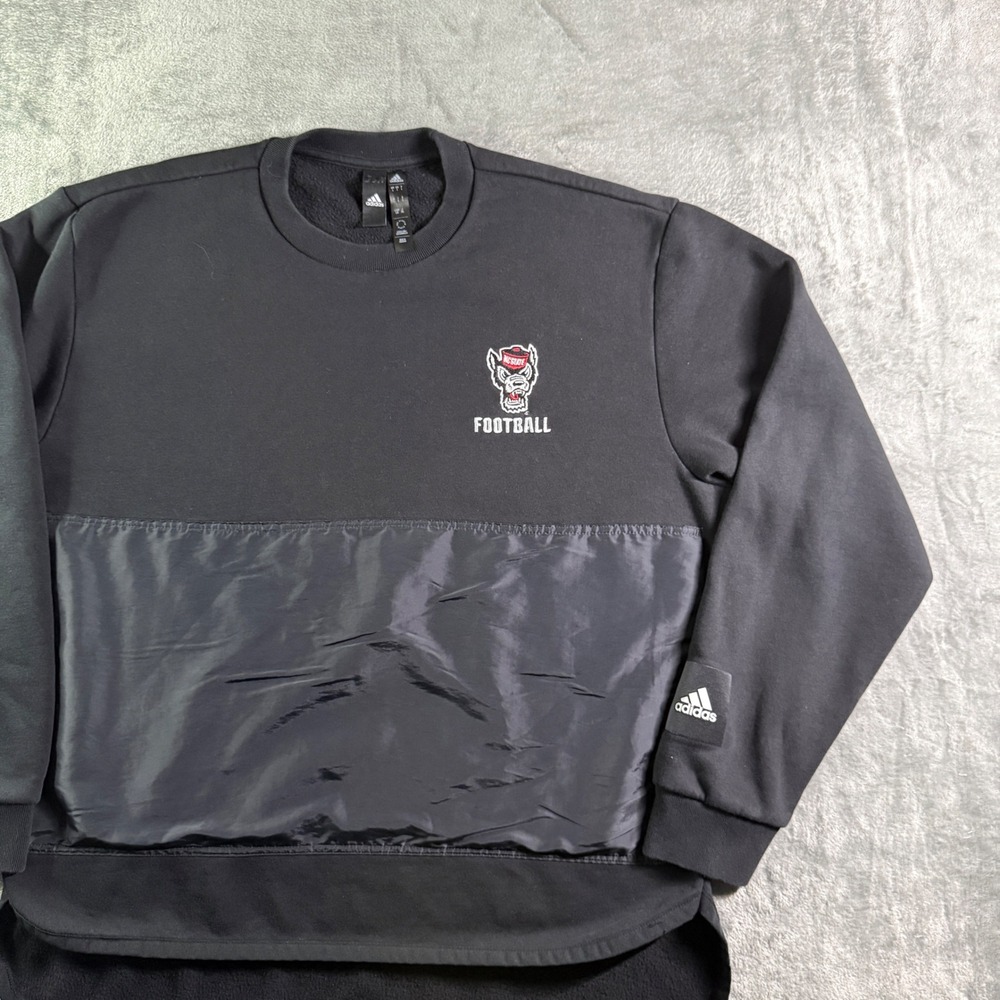 Adidas NC State Wolfpack Football Sweatshirt Mens Size US S Black Pullover